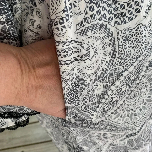 Christian Dior Loungewear Vintage Kaftan Dress Robe Black & White Paisley Size L - Picture 7 of 15